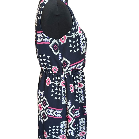 BeBop Sleeveless Aztec Print Mini Dress Navy Blue Lined Women’s Medium - Picture 6 of 12